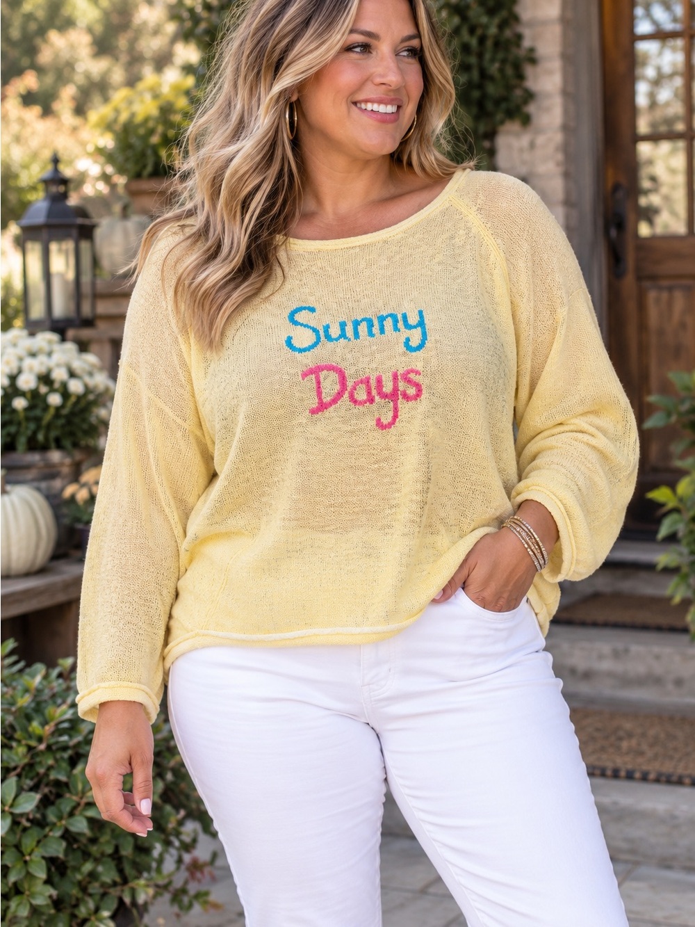 Lilly Pulitzer Yellow 'Sunny Days' Scoop-Neck Sweater